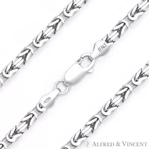 925 Italia Argento Sterling 2.7mm Maglia Bizantina Collana Catena Italiana con Rodio - Foto 1 di 2