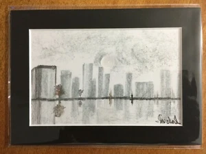 "Obra de Arte Original Enmarañada PAISAJE URBANO 4""x 6"" Manga de Plástico Lori Clark ¡REGALO! - Imagen 1 de 3
