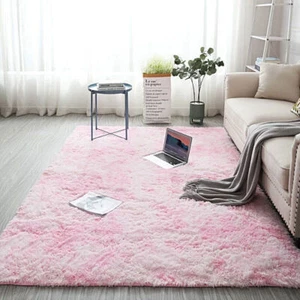 Soft Shaggy Fluffy Tie Dye Faux Fur Area Solid Rug Floor Mat Carpet Bedroom Rugs - Picture 1 of 39