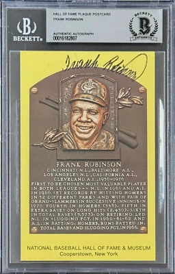 Frank Robinson Signed Autographed Hall of Fame Plaque Postcard Beckett 16182807 - Image 1 of 2