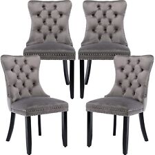 Luxury Grey Velvet Dining Chairs Set of 1 2 4 6 Knocker Wing Back Kitchen Chairs