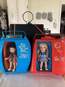 Bambole da tasca vintage Heidi e Jan con custodie - Foto 1 di 18