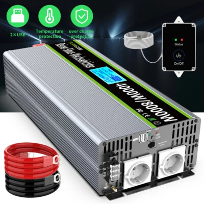 FLAMEZUM 4000W 8000W Reiner Sinus Wechselrichter Spannungswandler Inverter 24V auf 230V