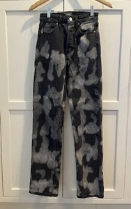 Jeans Wild Fable jeans dritti super alti lavaggio acido nero bianco taglia 0 - Foto 1 di 9