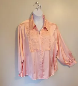 Neu mit Etikett rosa Satin Weidelgras Bluse Top Hippie Boho Cottagecore 3X - Bild 1 von 7