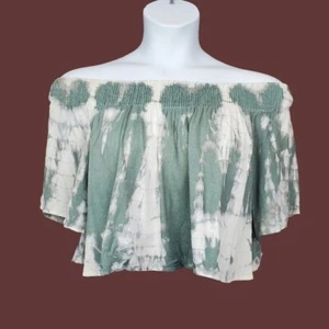 Top corto Kiwi & Punch para mujer verde tie dye fuera del hombro talla L nuevo con etiquetas - Imagen 1 de 4