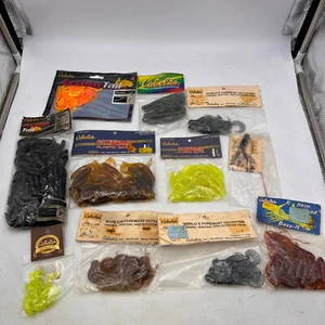 Lot 10 Vintage Cabela's Soft Bait Plastic Worms Fishing Lures Action Pro Tail - Picture 1 of 12