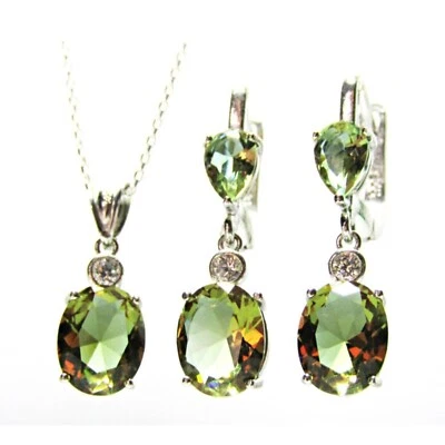 Juego de aretes collar de plata de ley sultanita diáspora turca que cambia de color Foto 1 de 4