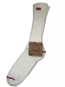 Vintage 1980's NOS Levi's Socks 9-11 LS 117 Acrylic Nylon Blend Ivory Crew 90s - Picture 1 of 9