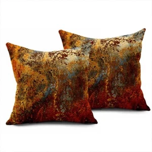 Set of 2 Throw Pillow Covers Abstract 18" x 18" (Pack of 2) Rust Colorful 1 - Picture 1 of 7