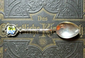 Antique Souvenir Spoon, Mocca Spoon , 800er Silver, Enamel Bad Reichenhall - Picture 1 of 4