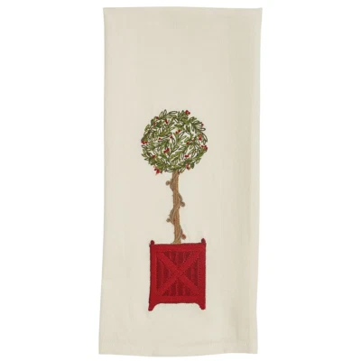 Toalla de plato Williamsburg boj jardinera bordada 18x28 rojo verde parque natural Foto 1 de 2