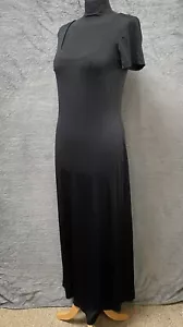 Moschino Mare Y2K Bodycon Black Satin Maxi Dress Size 46 (Large) Made in Italy - Picture 1 of 12