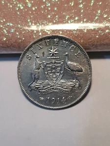 1914 Australian Sixpence coin EF - Picture 1 of 3