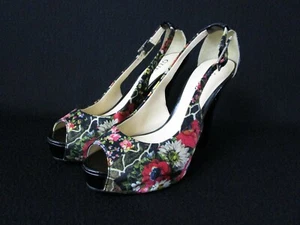 GUESS Womens Hondo2 Pums Black Printed Floral High Heels Stiletto Shoes Size 6M - Picture 1 of 12