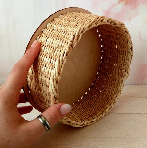Wicker basket for fruit or yarn Kitchen storage rustic style boho decor handmade Cover