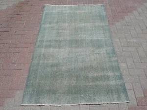 Vintage Turkish Rug 4x7 Oriental Rug, Tribal Wool Carpet, Old Rug, Plain Rug - Picture 1 of 9