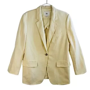 Banana Republic Linen Blazer Jacket Business Career Sz 8 Old Money Butter Yellow - Picture 1 of 9