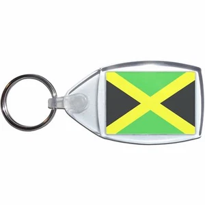 Jamaica Flag Clear Plastic Key Ring (S, M or L) - Picture 1 of 8