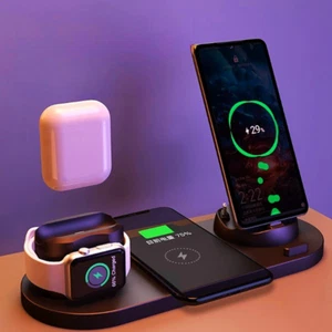 Station de Charge Sans Fil, Support de Chargeur Sans Fil Rapide 4 en 1 pour Plusieurs Appareils - Photo 1 sur 10