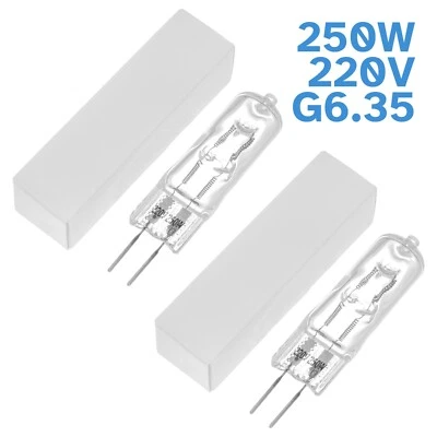2x 250W Clear GY6.35 Halogen Bi-Pin Downlight Dimmable Light Globe Lamp 220-240V - Image 1 of 3