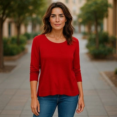 Blusa Lauren Ralph Lauren Roja Algodón XL Detalle Lazo Trasero Calce Clásico Top Foto 1 de 4