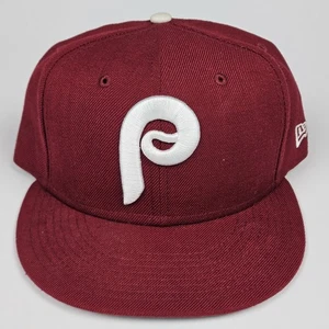 Philadelphia Phillies New Era 59FIFTY Maroon MLB Fitted Hat 7 1/2 Wool Cap - Bild 1 von 11