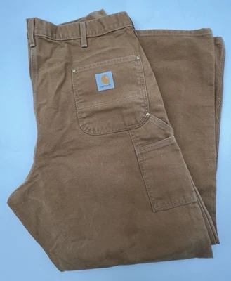CARHART MENS 44 X 34 CARPENTER JEANS DOUBLE KNEE BROWN B01 - Image 1 of 4