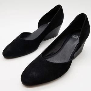 Zapatos cómodos clásicos Eileen Fisher d'Orsay Lily Pump cuero gamuza negro talla 6 - Imagen 1 de 16