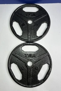 2x TSA 5 Pfund Griffplatten Standard 1" Mittelloch Langhantel Gewichte Paar - Bild 1 von 5