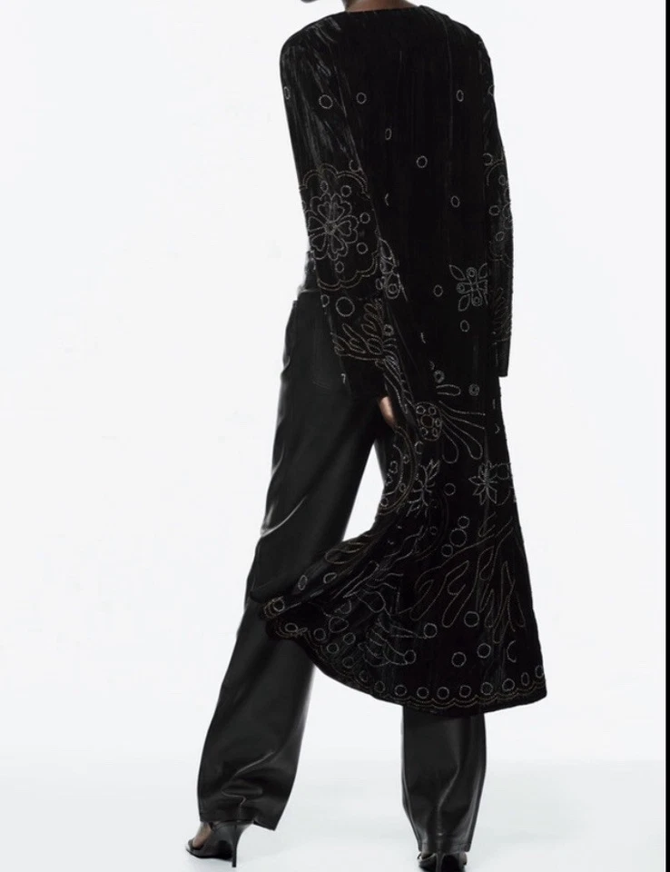 Kimono Zara Edición Limitada Terciopelo Longline - Talla M - Favorito Blogger Foto 1 de 4