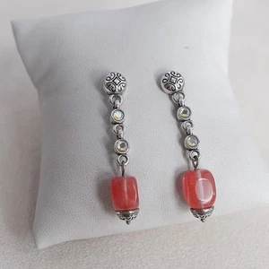  Brighton Ohrhänger Rosenquarz AB Kristalle Pfostenrücken versilbert 1,75" - Bild 1 von 6