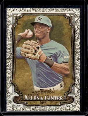 2024 Topps Allen & Ginter Tim Anderson Lámina de Oro Filagree SP #3/50 Marlins Foto 1 de 2