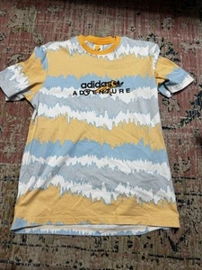 Adidas ADV Adventure Iguana T Shirt Tee Lizard Size Large Orange Blue - Picture 1 of 4