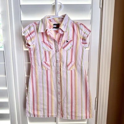 Tommy Hilfiger Girls Dress 3T Multicolor Striped Shirt Dress Summer Preppy - Image 1 of 4