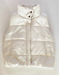 Blu Pepper Ivory Puffer Vest, Zip Up, Elastic Waist, Women's Size S Style CR2170 - Picture 1 of 5