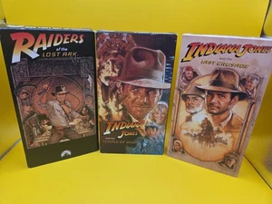 Indiana Jones Trilogy VHS  Raiders of the Lost Ark  Temple of Doom  Last Crusade - Picture 1 of 4