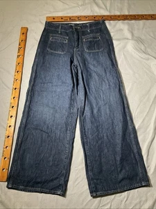 Old Navy Jeans Damen Gr. 6 Blau Denim High-Rise Baggy Weites Bein Baumwolle Hose - Bild 1 von 14