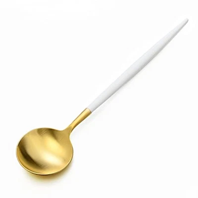 Cutipol GOA White Matte Gold Dessert Spoon [Parallel Import]Japan - Image 1 of 4