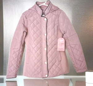 NWT Ci Sono Quilted Hooded Jacket Girls S/8 Blush Zips Snaps Lined Pockets  - Picture 1 of 11