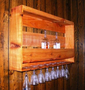 Wine Cabinet Bottle Holder Glass Rack Storage Wood Kitchen Home Decor Liquor Bar - Picture 1 of 8