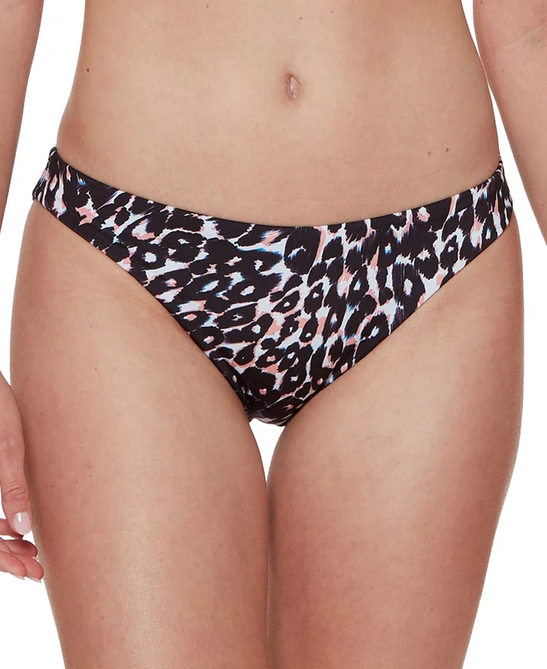 Sanctuary Womens Stay Cool Leopard Cinch-Back Bikini Bottoms Swimwear Size M