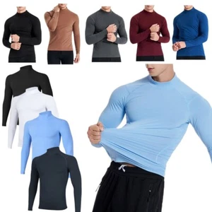 Men's Thermal Underwear Long Sleeve Base Top Layer Shirts Turtleneck Undershirt - Picture 1 of 115