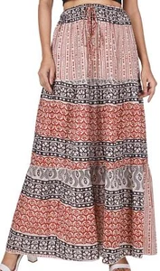 Rock Boho chic, weit schwingender Maxirock - schwarz/rot - Bild 1 von 6