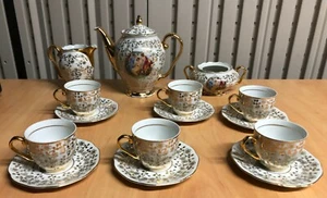 H C CZECHOSLOVAKIA 15 PIECE TEA / COFFEE SERVICE WITH GOLD GILT EDGE - Picture 1 of 10