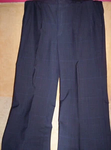 Towncraft Mens Size 34 x 29.5 Black Red Blue Subtle Check Wool Pants - Picture 1 of 3