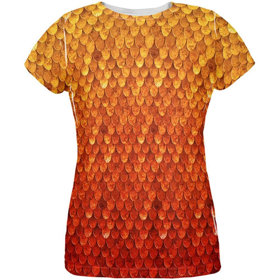 Camiseta Halloween Red Fire Dragon Rider Armor por todas partes para mujer Foto 1 de 1