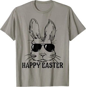 Bunny Face With Sunglasses For Boys Men Kids Easter Day 1 t shirt - Picture 1 of 4