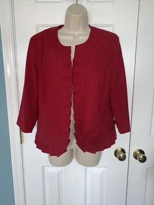 Women's DressBarn Red Faux Suede Jacket Blazer Open Front Holiday Top Size M Foto 1 de 4