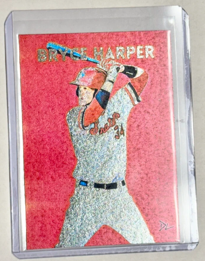 Bryce Harper Platinum Plated Artist Signed Harrisburg Senators Trading Card 1/1 - Image 1 of 2